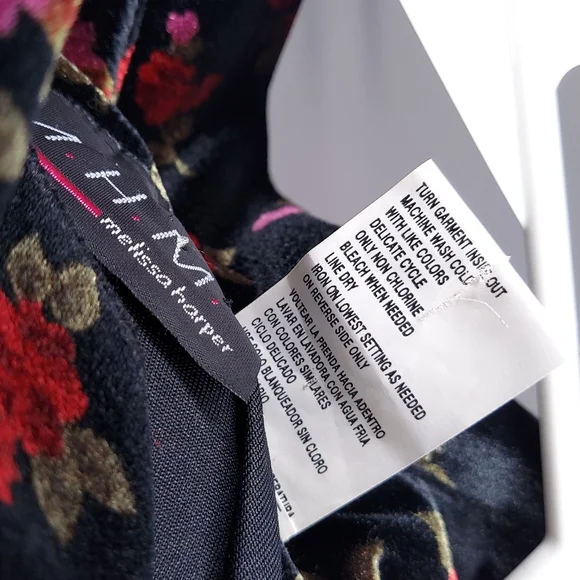 Vtg 90s Melissa Harper Velvet Dark Floral Blazer Women 12 Whimsigoth Cottagecore - Picture 12 of 14